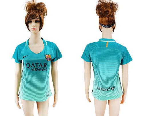 Women's Barcelona Blank Sec Away Soccer Club Jersey - Click Image to Close